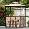 Costway 6.5 x 4 x 8 FT Grill Gazebo Set with 2 Bar Stools, Tempered Glass Bar Table Brown/Gray